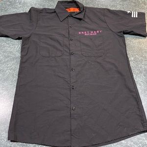 Custom Bret Hitman Hart Button Black Shirt Size Medium